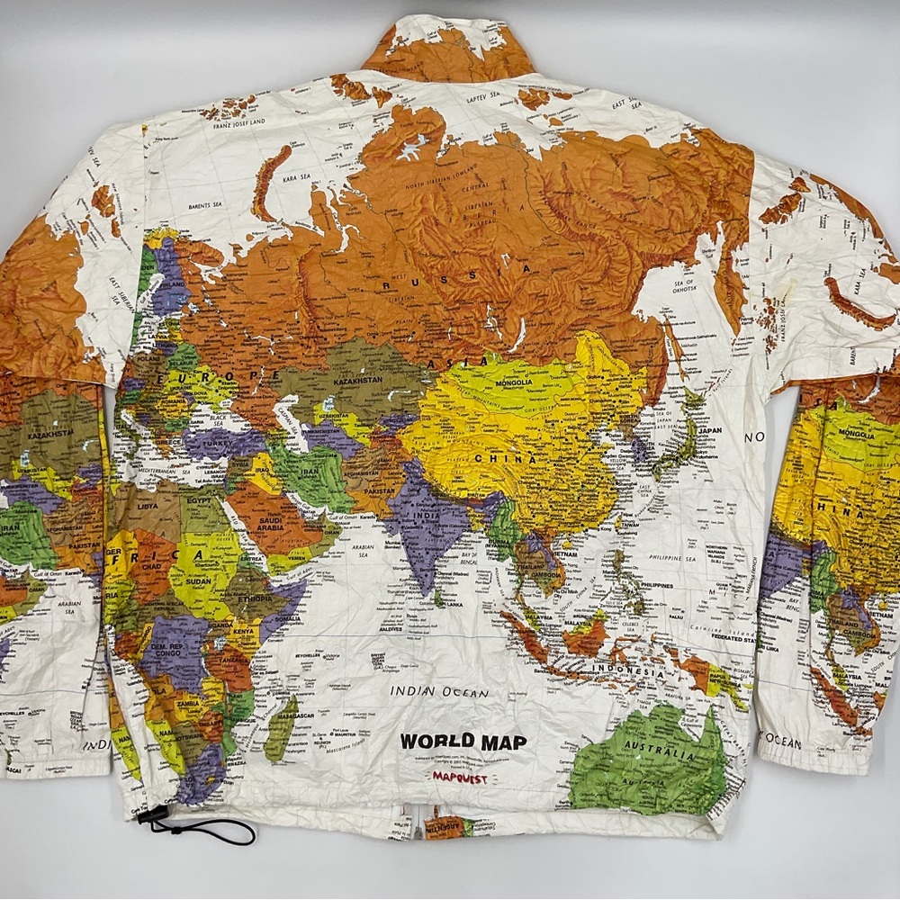 Tyvec RARE Y2K Vintage Leslie Jordan Map Jacket Collector’s Item Kurt Cobain L - Picture 5 of 16